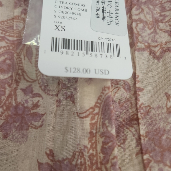 NWT FREE PEOPLE Rose Bud Blouse Tea Combo Retail $128 Oversized - Picture 6 of 8